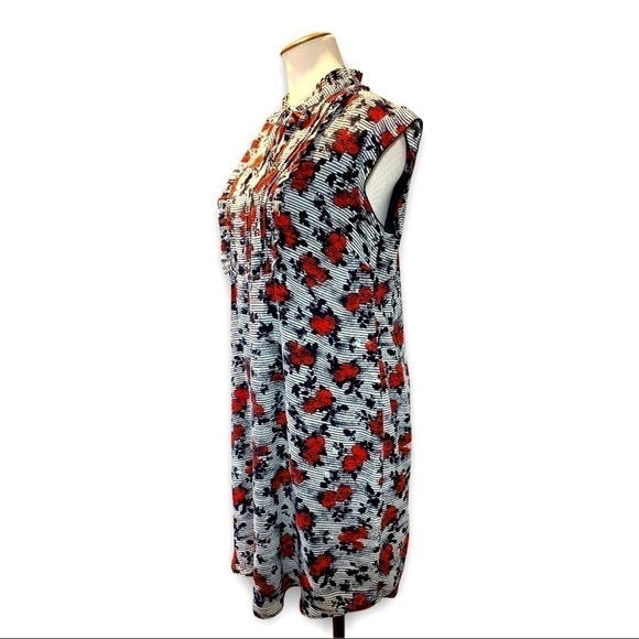 Stork & Babe XS Sleeveless Tunic Black Red Roses White Flowy Midi Dress - Picture 2 of 12